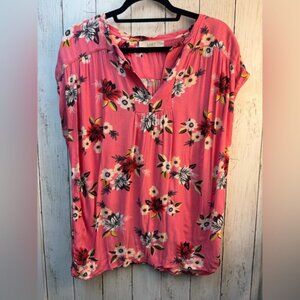 LOFT Vibrant Pink Floral Blouse